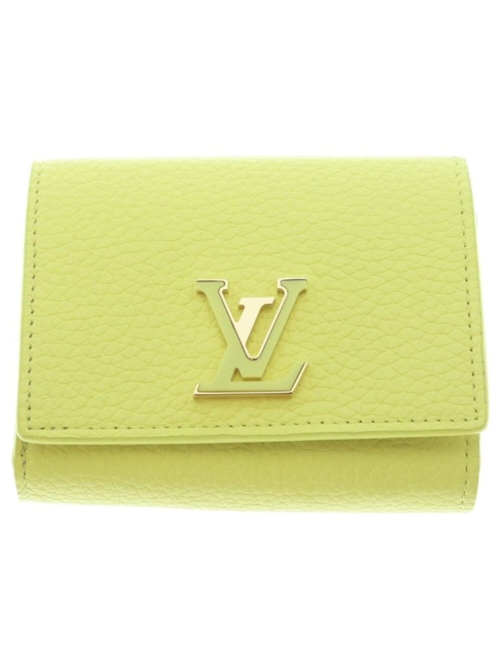 Louis Vuitton Portefeuille Capucines XS LV Logo Yellow Wallet